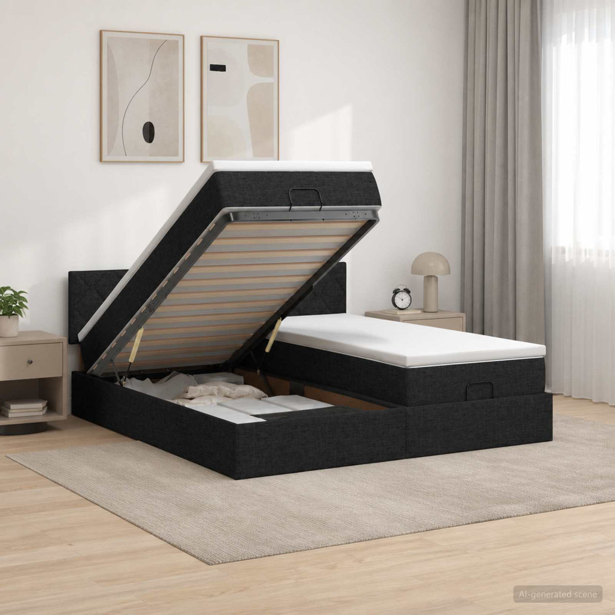 Estructura Cama Otomana Colchones Tela 200X200Cm
