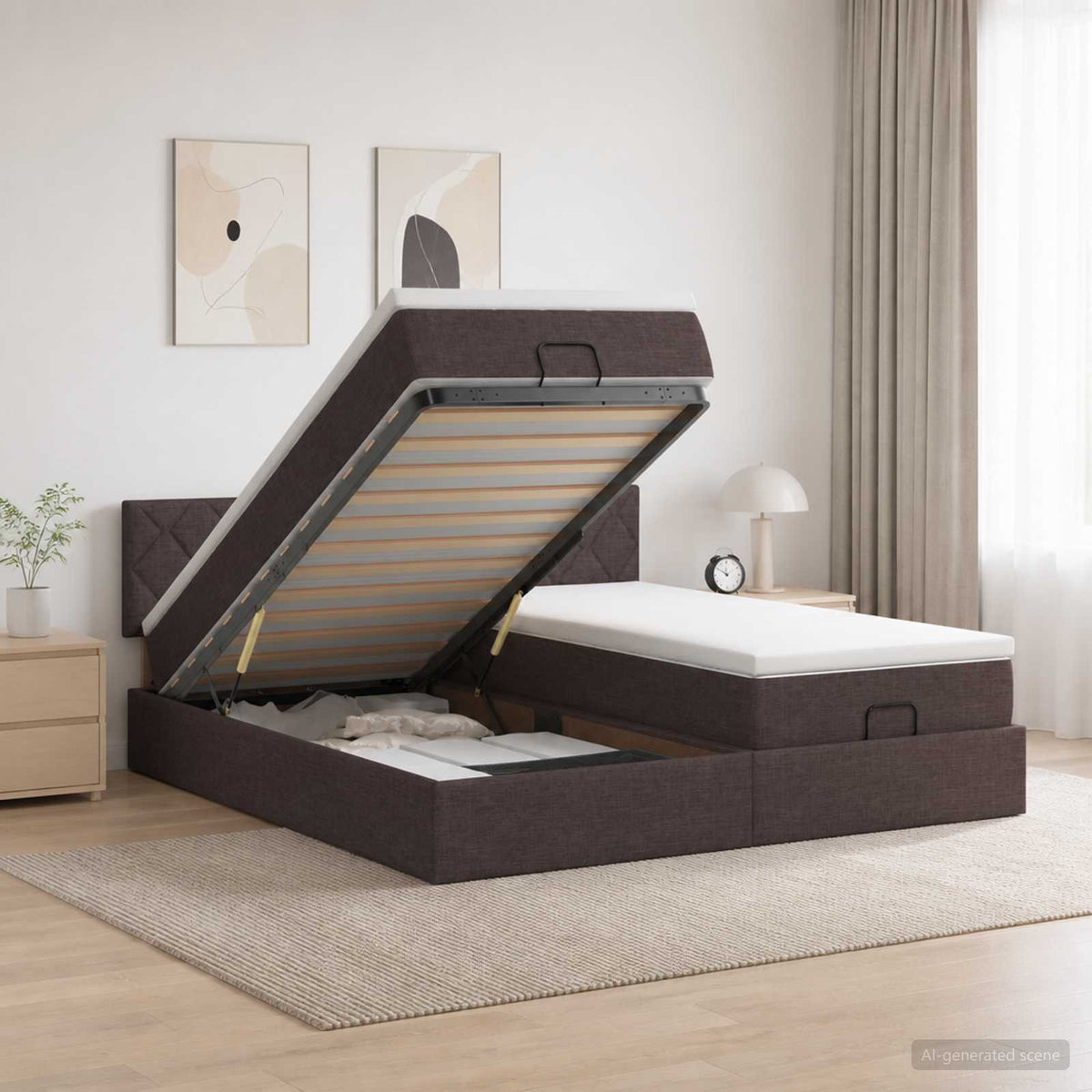 Estructura Cama Otomana Colchones Tela 200X200Cm
