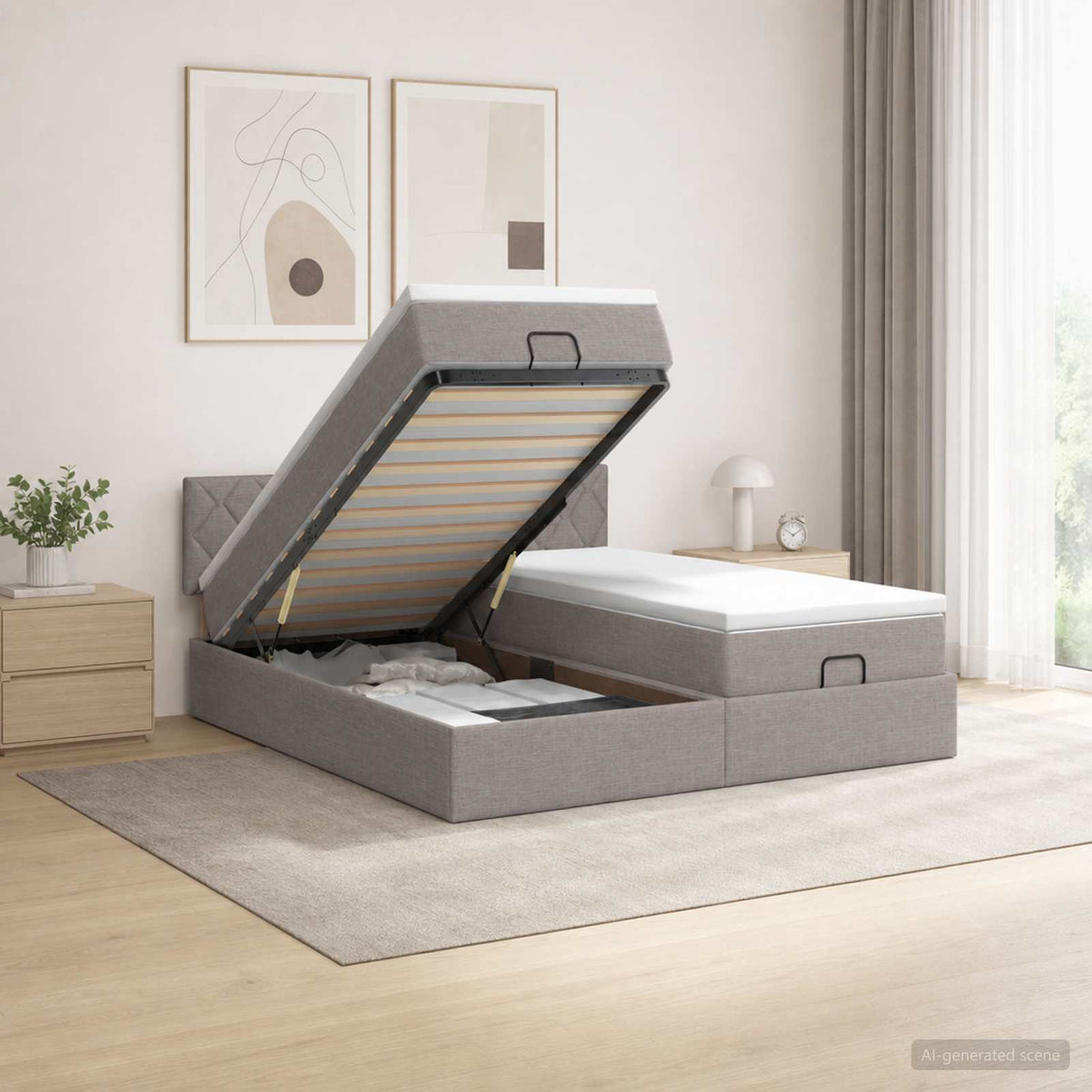 Estructura Cama Otomana Colchones Tela 200X200Cm