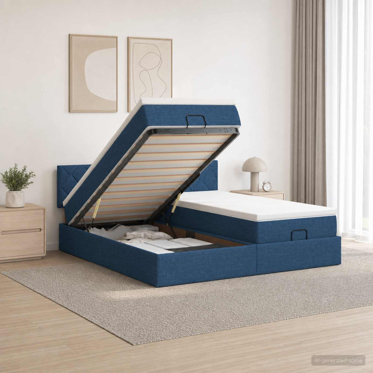 Estructura Cama Otomana Colchones Tela 200X200Cm
