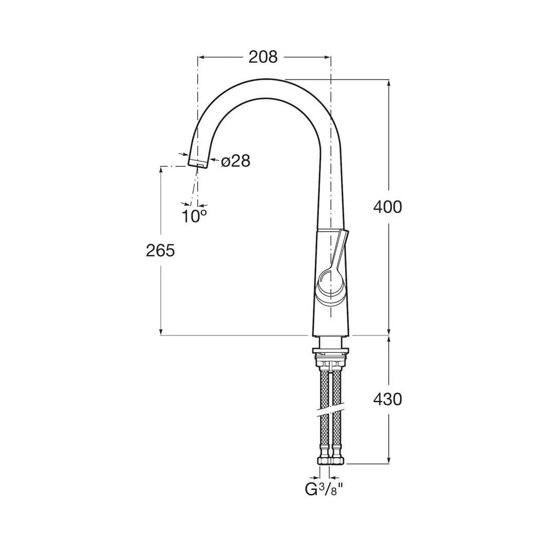 Grifo de cocina extra alto Roca Syra monomando con caño curvo acabado cromo