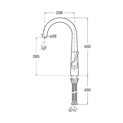Grifo de cocina extra alto Roca Syra monomando con caño curvo acabado cromo