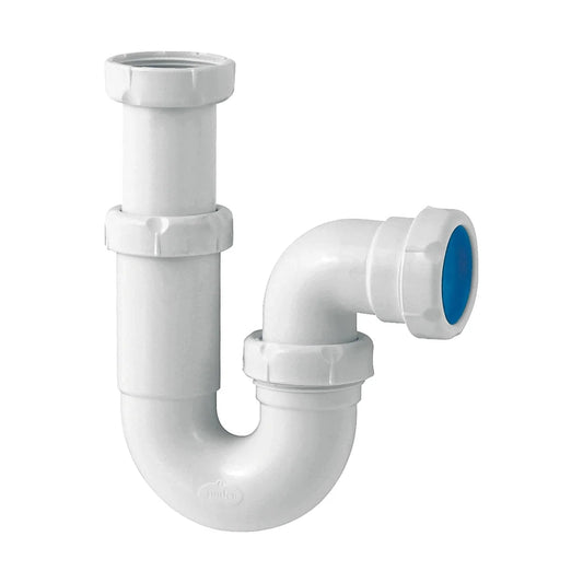 Sifón curvo tipo P con salida horizontal en color blanco modelo Jimten S-31 de Ø40 mm