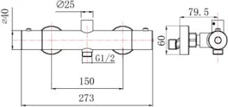 Columna de grifería para ducha termostático Stillo Zeus apariencia acero inoxidable rociador mural 2 vías Ø250mm