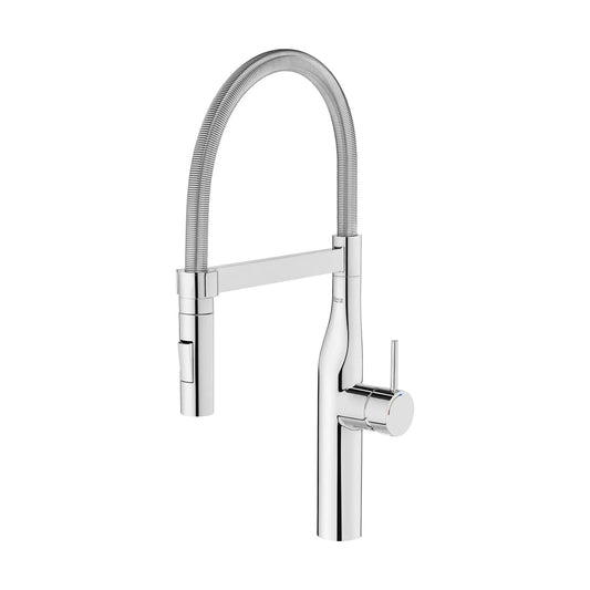 Grifo de cocina alto Roca Glera Pro monomando extraíble con caño metálico acabado cromo