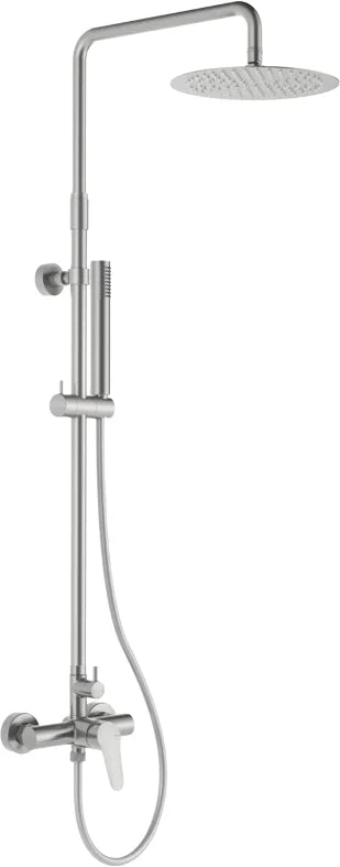 Columna de grifería para ducha monomando Stillo Zeus apariencia acero inoxidable rociador mural 2 vías Ø250mm