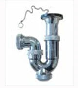 Sifón P horizontal Jimten lavabo 1 1/4" cromo Ø70mm con válvula desagüe S-206