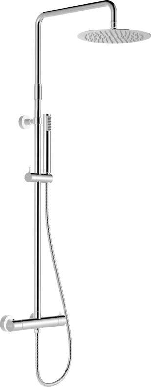 Columna de grifería para ducha termostático Stillo Zeus cromo rociador mural 2 vías Ø250mm