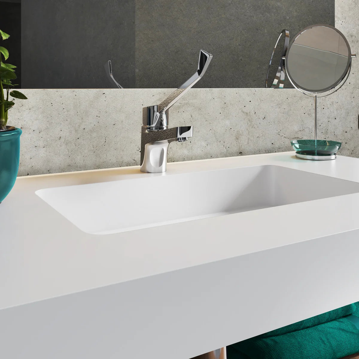 Grifo de lavabo bajo Stillo Capri-N palanca médica cromo con aireador