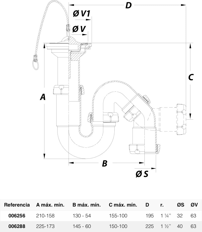 S-89 SIF/CURV ORIEN C/VAL 11/4 LAVABO/BIDE