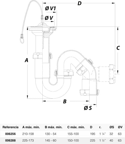 S-89 SIF/CURV ORIEN C/VAL 11/4 LAVABO/BIDE