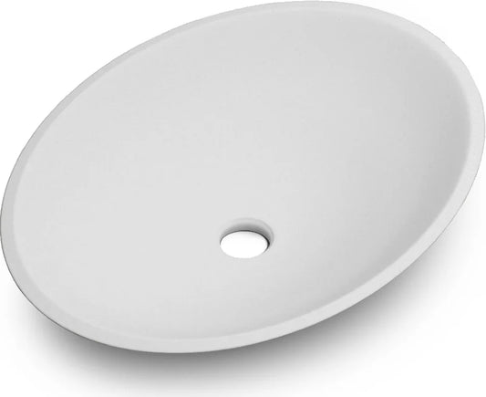 Lavabo ovalado Stillo Minerva Spring 570x410mm sobre encimera blanco mate sin orificios