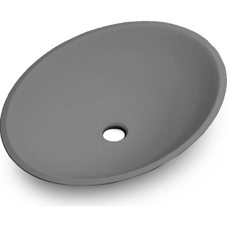 Lavabo ovalado sobre encimera Stillo Minerva Spring de 570x410mm en carga mineral gris mate