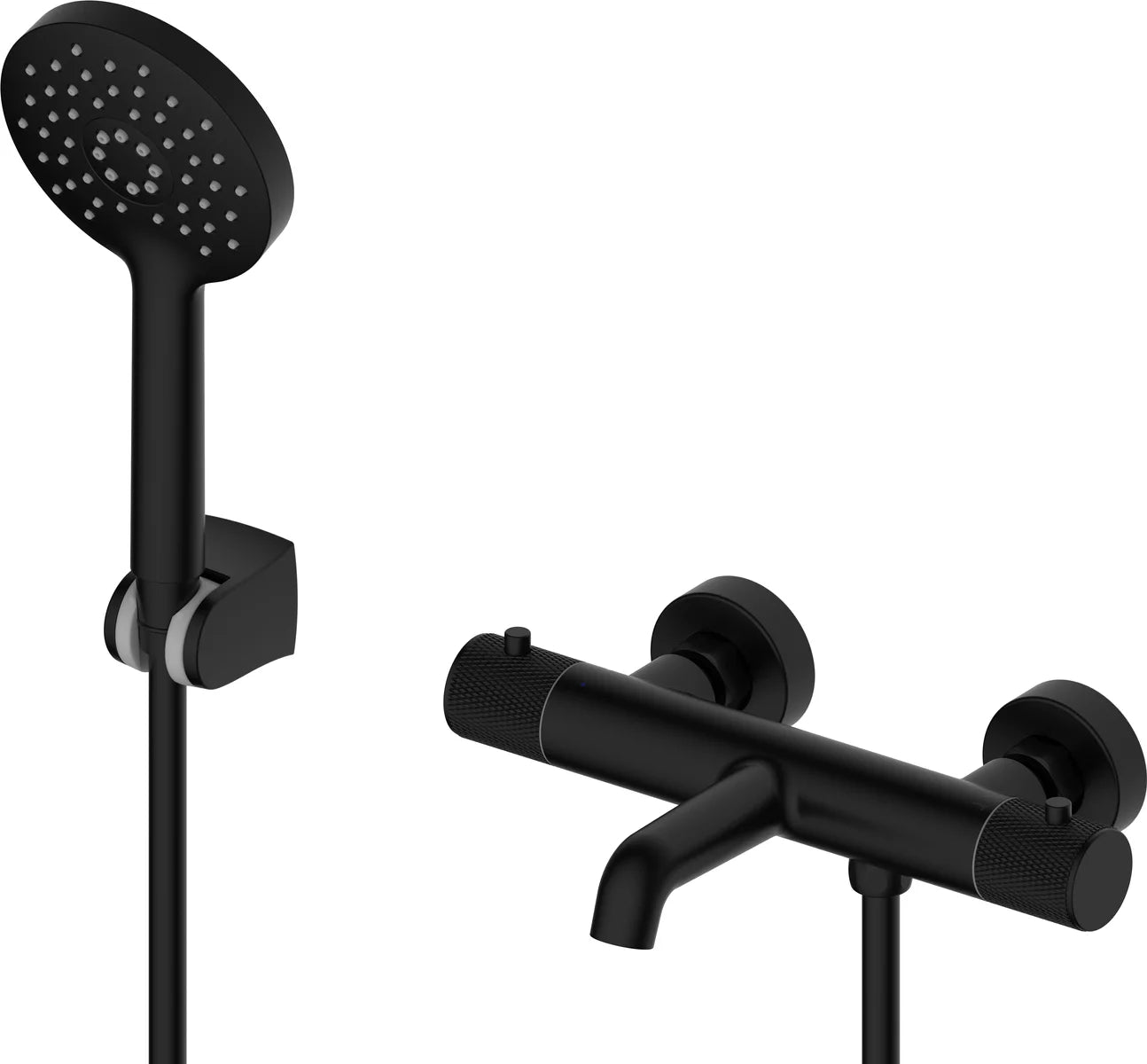 Grifería de baño ducha Stillo Hades termostático negro moleteado