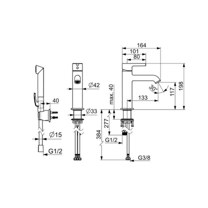 Grifo de Lavabo Oras Optima Style 2606FH-81 con Bidetta – Bronce Cepillado