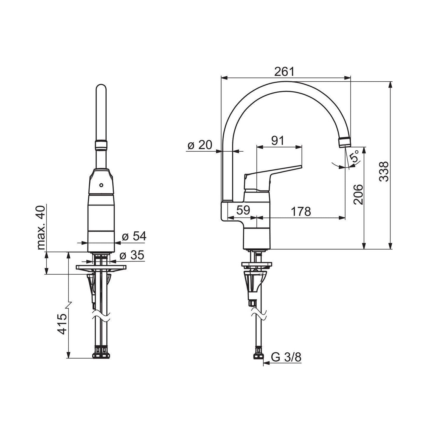 Keittiöhana Oras Vega 1838FG - 33 Musta [6219176] |