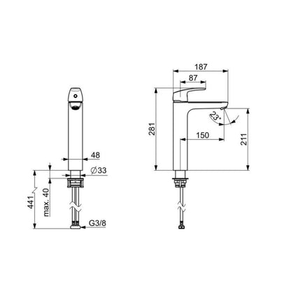 Grifo de Lavabo Alto Oras Safira 1006F-33