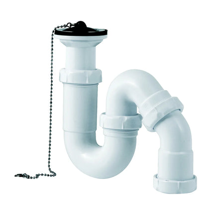 Sifón S lateral Jimten lavabo/bidet 1 1/2" blanco Ø63mm con válvula desagüe S-89