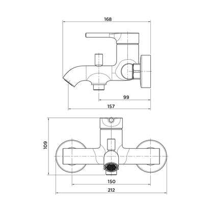 Grifería monomando para baño y ducha Stillo Hades acabado cromo brillante con inversor y caño integrado diseño moderno minimalista