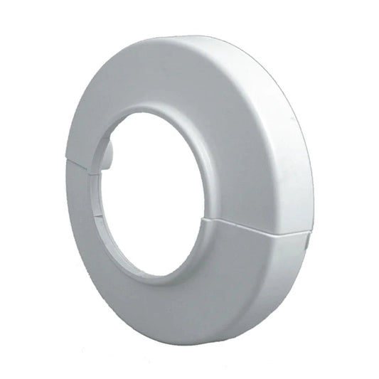 Plafón embellecedor partido en color blanco modelo Jimten S-273 para tubos de desagüe de Ø40 mm