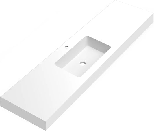 Lavabo rectangular Stillo Nival 1900x460mm encimera/mural blanco mate con faldón seno centrado