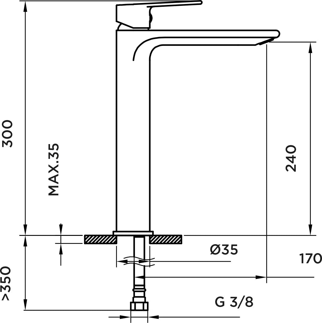 Grifo de lavabo extra alto Stillo Kios cromo con aireador