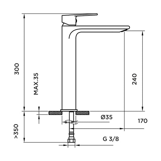 Grifo de lavabo extra alto Stillo Kios cromo con aireador