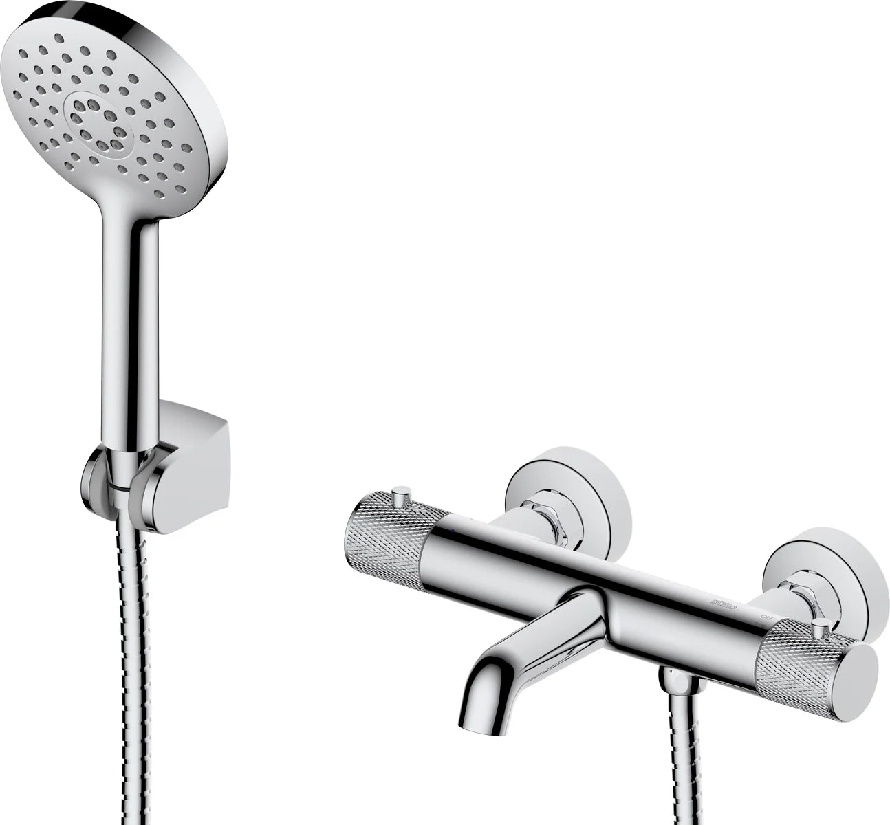 Grifería de baño ducha Stillo Hades termostático cromo moleteado