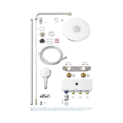 Columna de grifería para ducha termostático Grohe - Blanco/cromo
