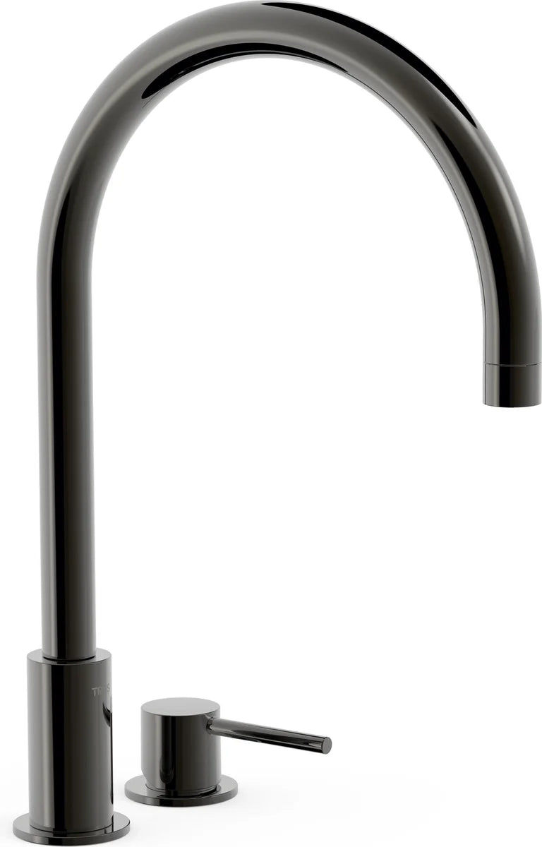 Grifería de lavabo extra alta de 2 agujeros Tres Study Exclusive negro con aireador