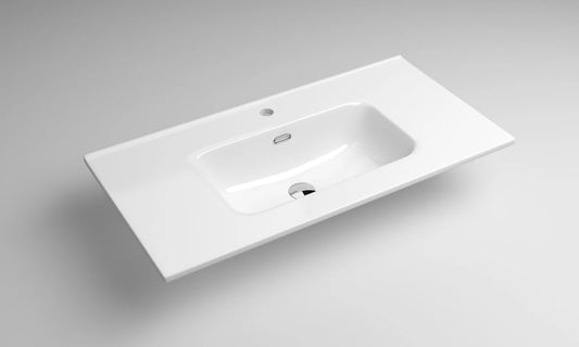Lavabo rectangular Stillo New Morning 800x390mm encimera con rebosadero blanco seno centrado