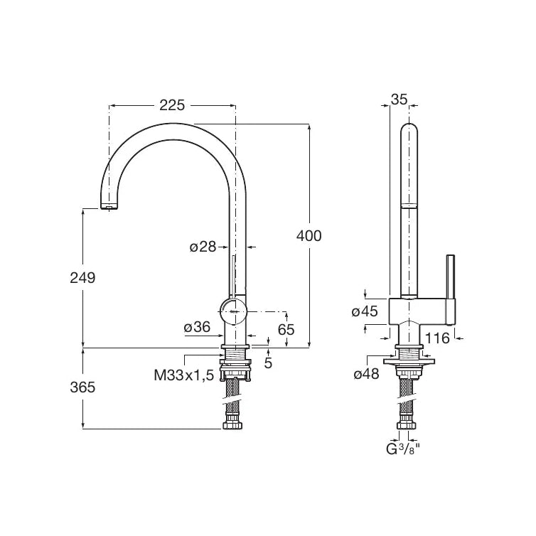 Grifo de cocina extra alto Roca Ona monomando con caño en forma de U acabado cromo