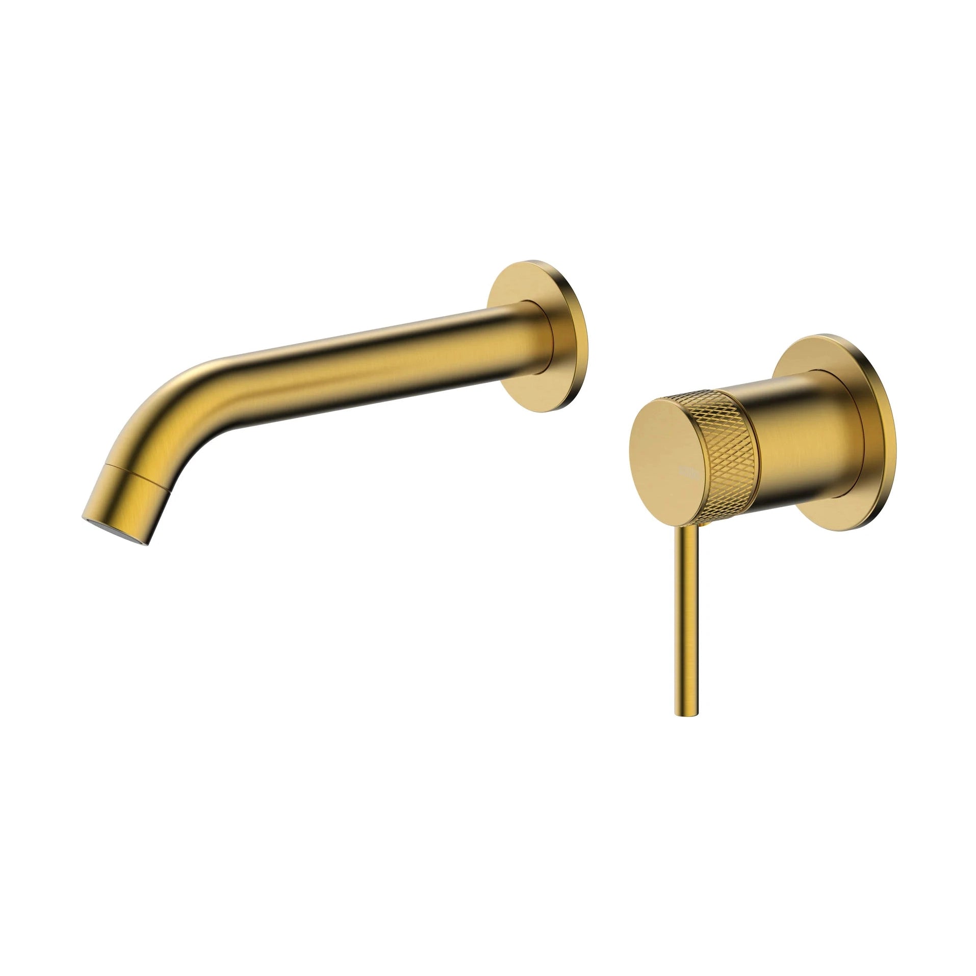 Grifo de lavabo empotrado a pared Stillo Hades color oro con acabado moleteado y caño de 176mm diseño de lujo