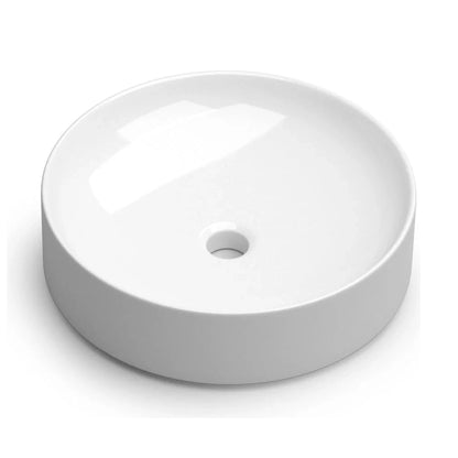 Lavabo redondo sobre encimera Stillo Nun de 430mm en cerámica color blanco brillo