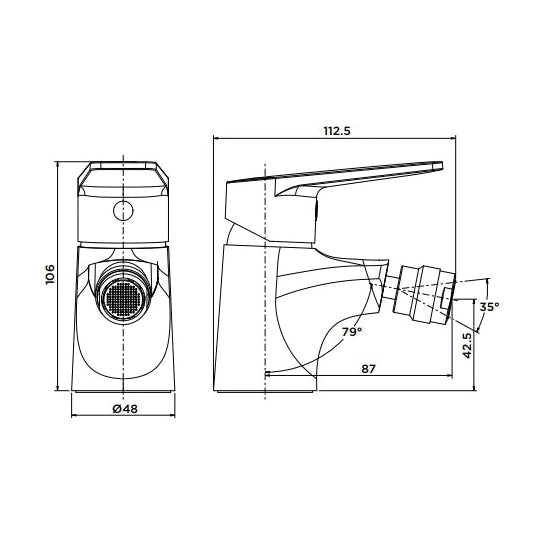 Grifo monomando para bidé Stillo Hera acabado negro mate con boquilla orientable y diseño moderno de líneas curvas