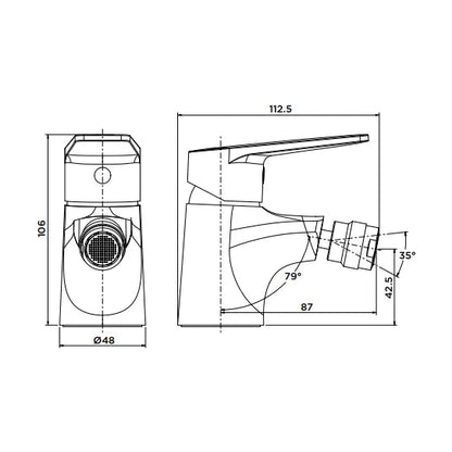 Grifo monomando para bidé Stillo Hera acabado negro mate con boquilla orientable y diseño moderno de líneas curvas