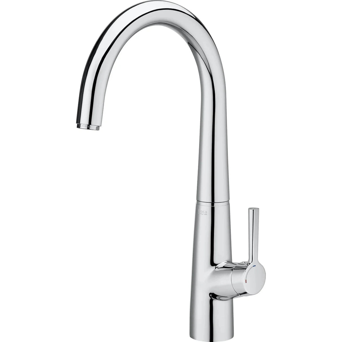 Grifo de cocina extra alto Roca Syra monomando con caño curvo acabado cromo