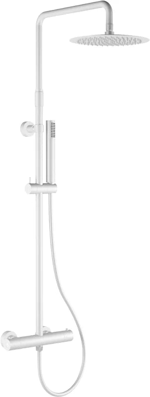 Columna de grifería para ducha termostático Stillo Zeus blanco rociador mural 2 vías Ø250mm