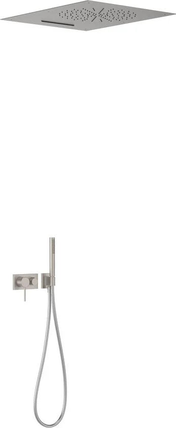 Columna de grifería para ducha empotrada monomando Tres Exclusive acero rociador techo 3 vías 500x650mm