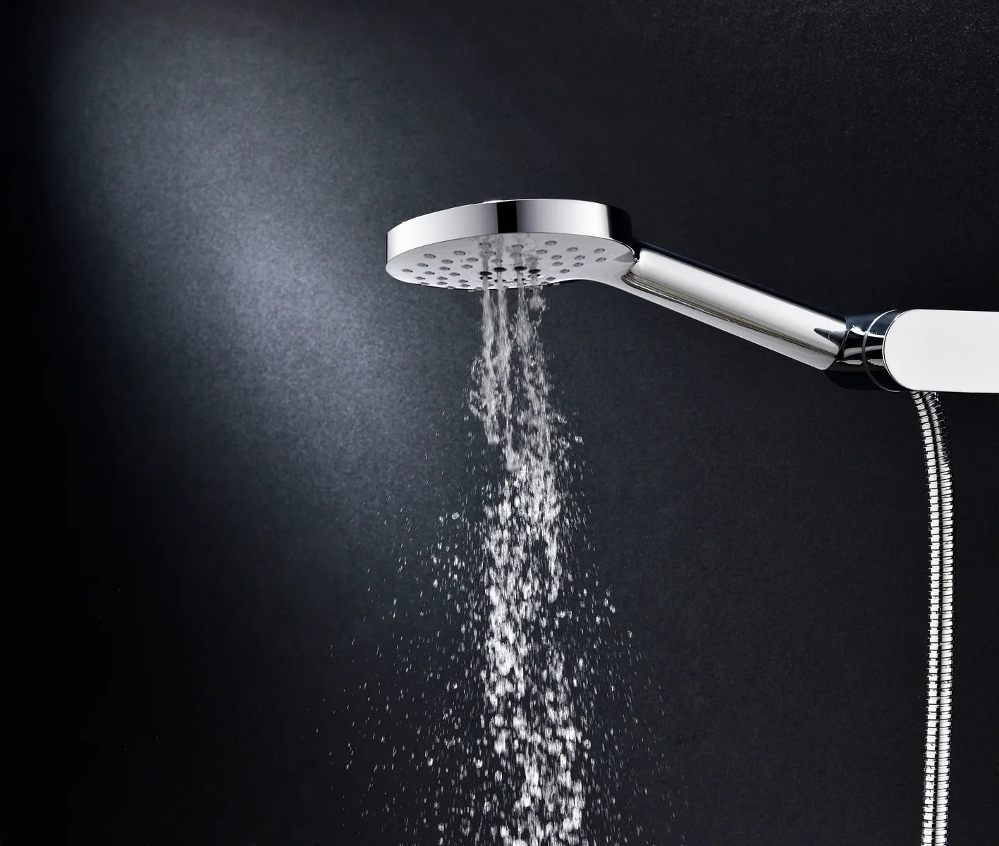 Columna de grifería para ducha monomando Stillo Hades negro rociador mural 2 vías Ø250mm maneral de 3 funciones con repisa