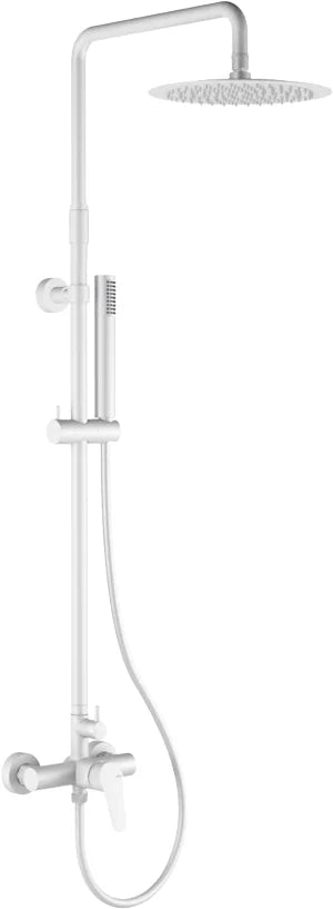 Columna de grifería para ducha monomando Stillo Zeus blanco rociador mural 2 vías Ø250mm