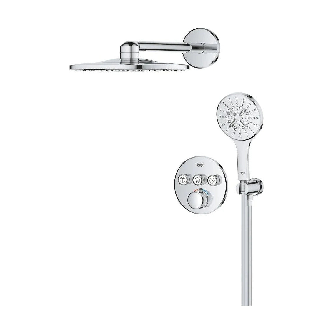 Columna de grifería para ducha empotrada bimando Grohe - Cromo