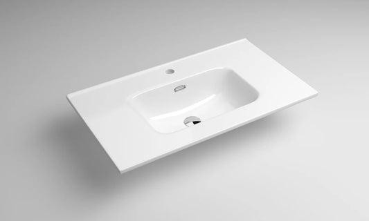 Lavabo rectangular Stillo New Morning 800x460mm encimera con rebosadero blanco seno centrado