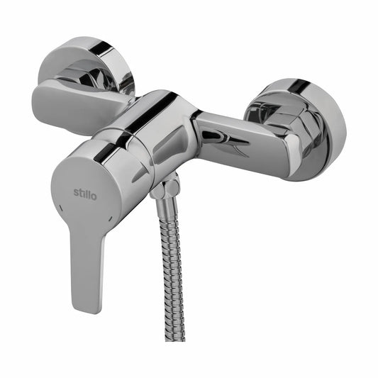 Grifo de ducha monomando Stillo Capri-N acabado cromo con conjunto de ducha de mano diseño clásico moderno
